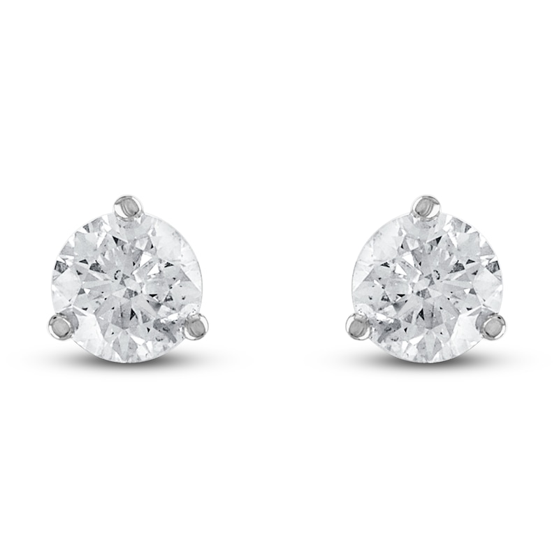 Main Image 2 of Certified Diamond Solitaire Earrings 1/4 ct tw Round 18K White Gold (SI2/I)