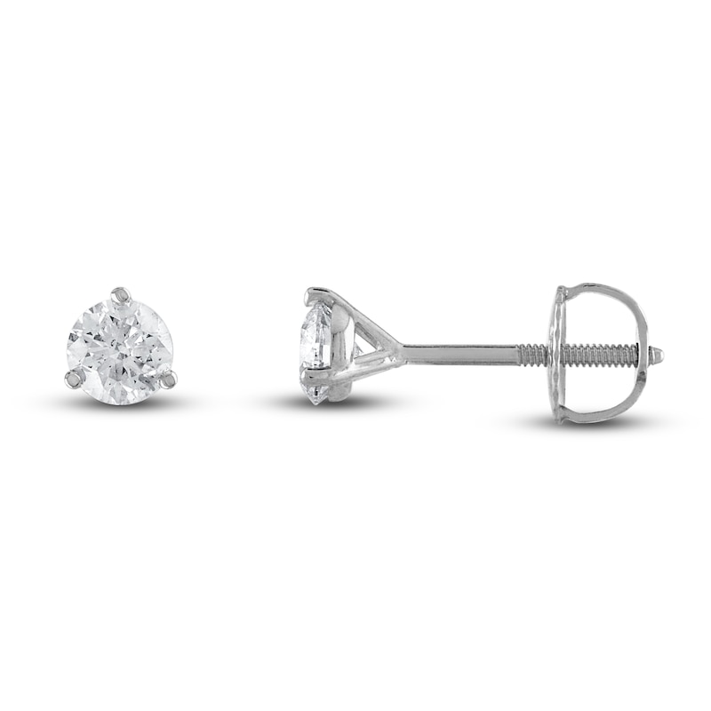 Certified Diamond Stud Earrings 1/2 ct tw Round 18K White Gold (SI2/I)