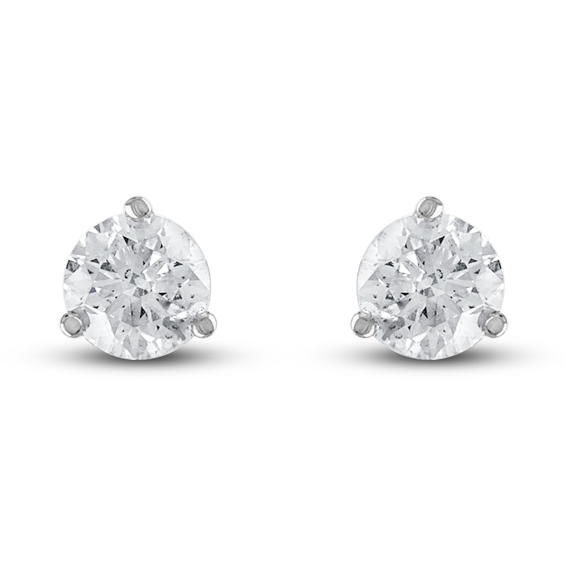 Main Image 2 of Certified Diamond Stud Earrings 1/2 ct tw Round 18K White Gold (SI2/I)
