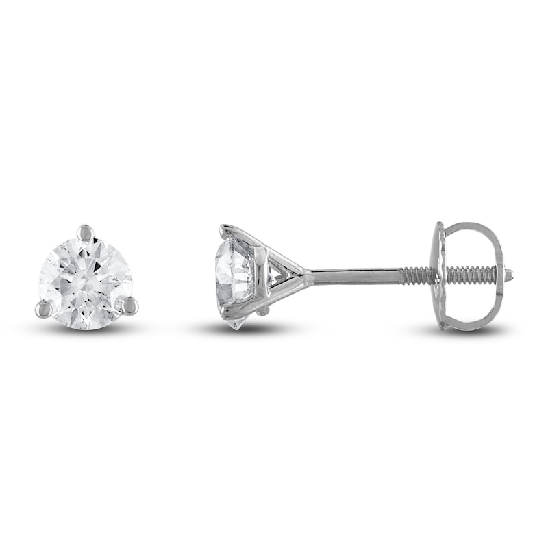 Certified Diamond Solitaire Earrings 1 ct tw Round 18K White Gold (SI2/I)