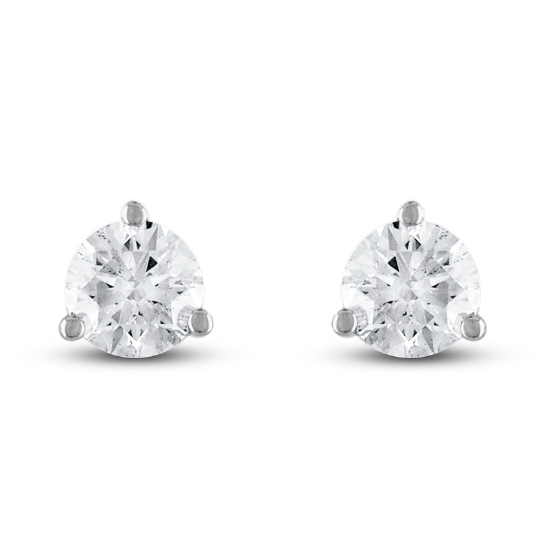 Certified Diamond Solitaire Earrings 1 ct tw Round 18K White Gold (SI2/I)