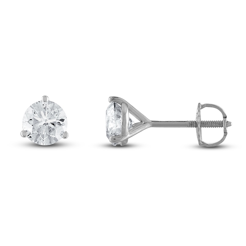 Main Image 1 of Certified Diamond Solitaire Earrings 2 ct tw Round 18K White Gold (SI2/I)