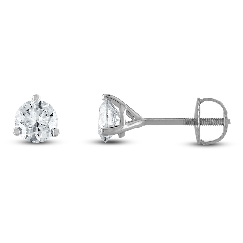 Certified Diamond Solitaire Earrings 3/4 ct tw Round 18K White Gold (SI2/I) with 360