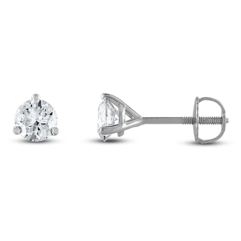 Certified Diamond Solitaire Earrings 3/4 ct tw Round 18K White Gold (SI2/I)