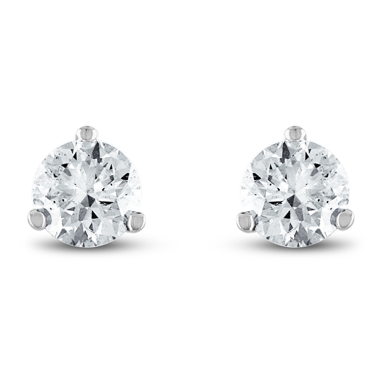 Certified Diamond Solitaire Earrings 3/4 ct tw Round 18K White Gold (SI2/I)