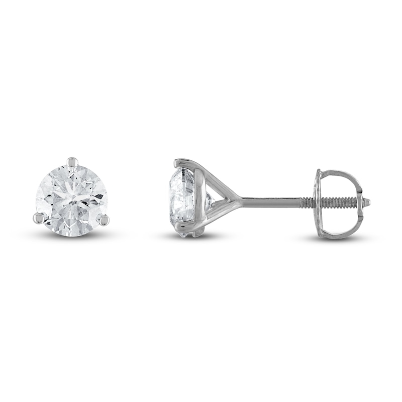 Diamond Solitaire Stud Earrings 1-1/2 ct tw Round 18K White Gold (SI2/I)