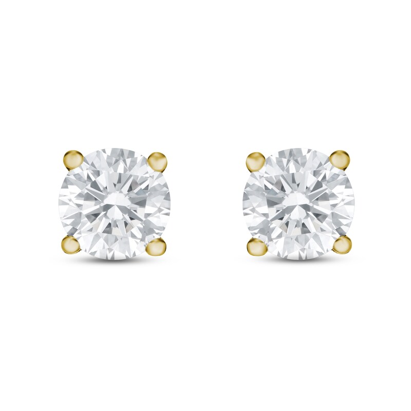 Lab-Created Diamond Solitaire Stud Earrings 3/4 ct tw Round 14K Yellow Gold (SI2/F)