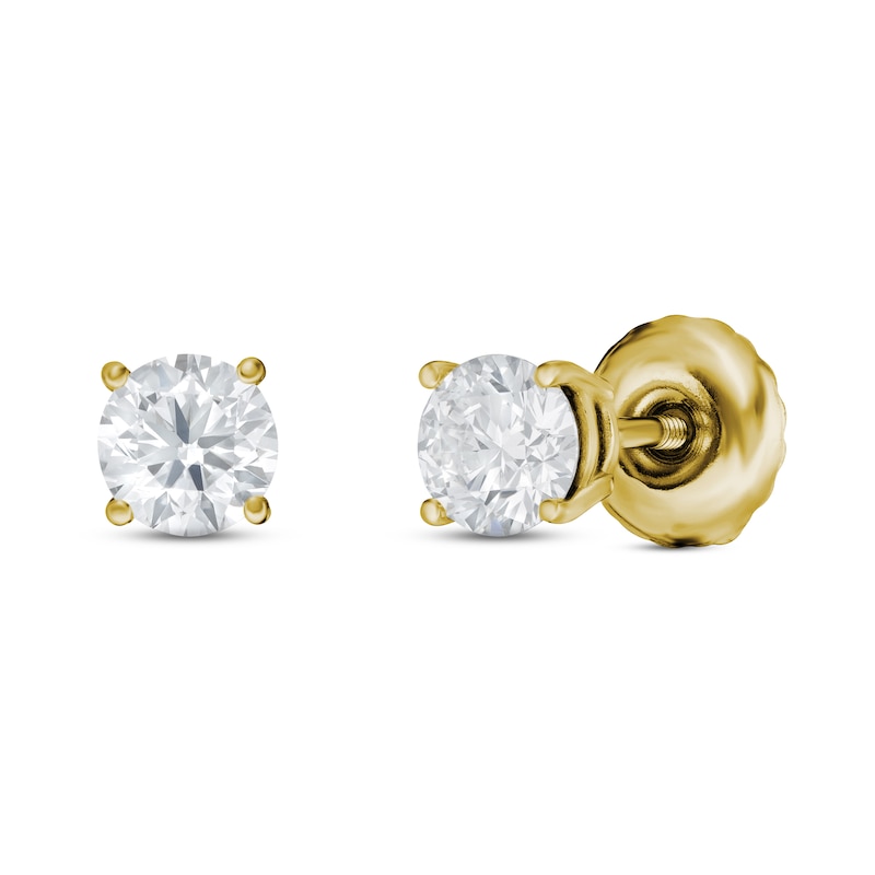 Lab-Created Diamond Solitaire Stud Earrings 1/2 ct tw Round 14K Yellow Gold (SI2/F)