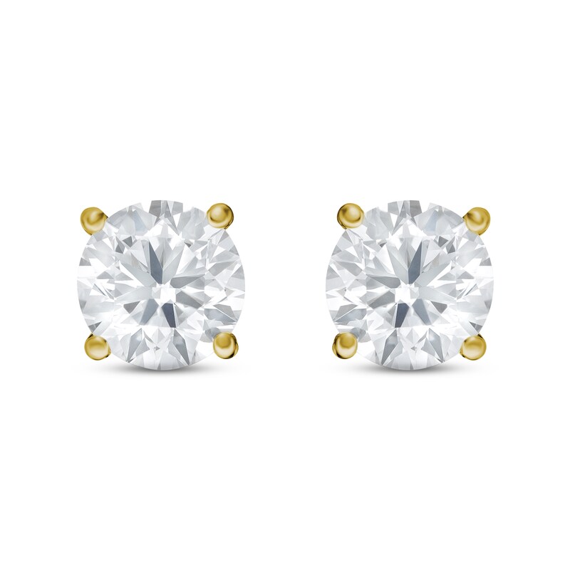 Lab-Created Diamond Solitaire Stud Earrings 1/2 ct tw Round 14K Yellow Gold (SI2/F)