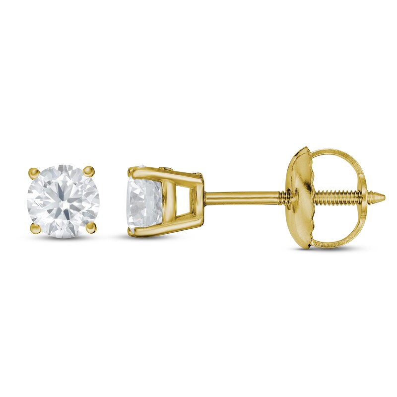 Lab-Created Diamond Solitaire Stud Earrings 1/2 ct tw Round 14K Yellow Gold (SI2/F)