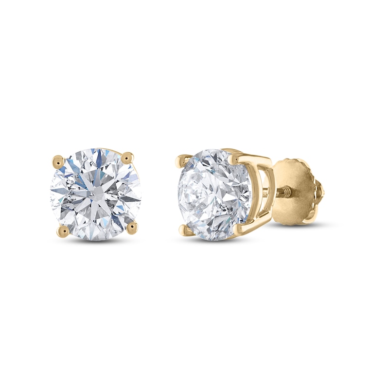 Main Image 1 of Diamond Solitaire Stud Earrings 1 ct tw Round 14K Yellow Gold (I1/I)