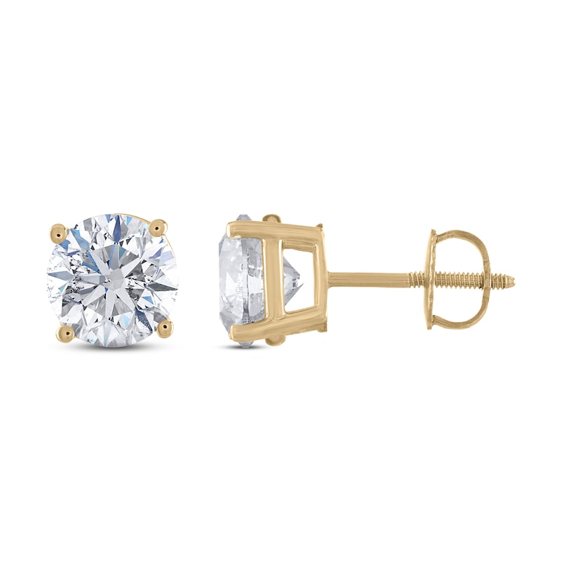 Main Image 2 of Diamond Solitaire Stud Earrings 1 ct tw Round 14K Yellow Gold (I1/I)