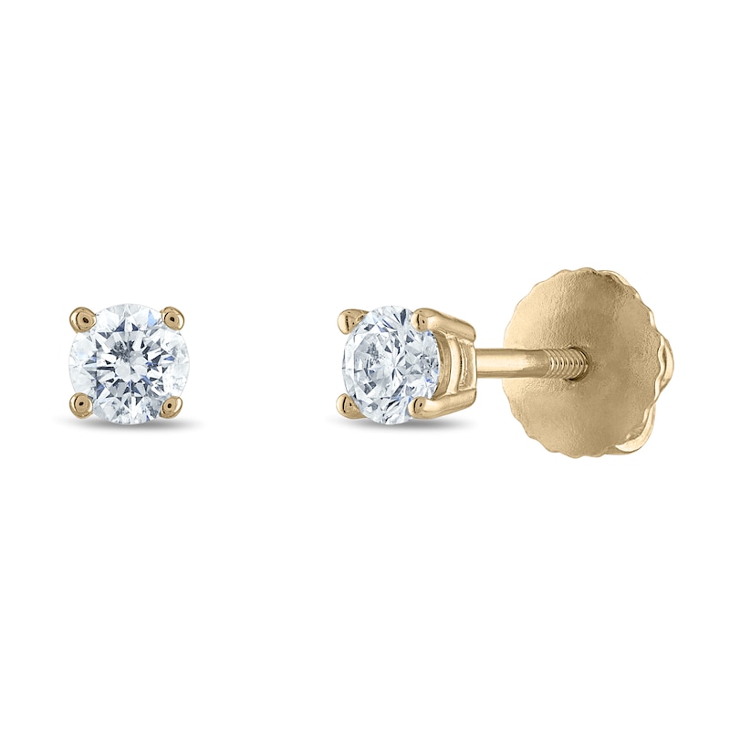 Diamond Solitaire Stud Earrings 1/4 ct tw Round 14K Yellow Gold (I1/I)