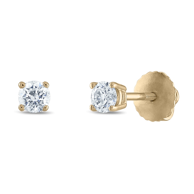 Main Image 1 of Diamond Solitaire Stud Earrings 1/4 ct tw Round 14K Yellow Gold (I1/I)