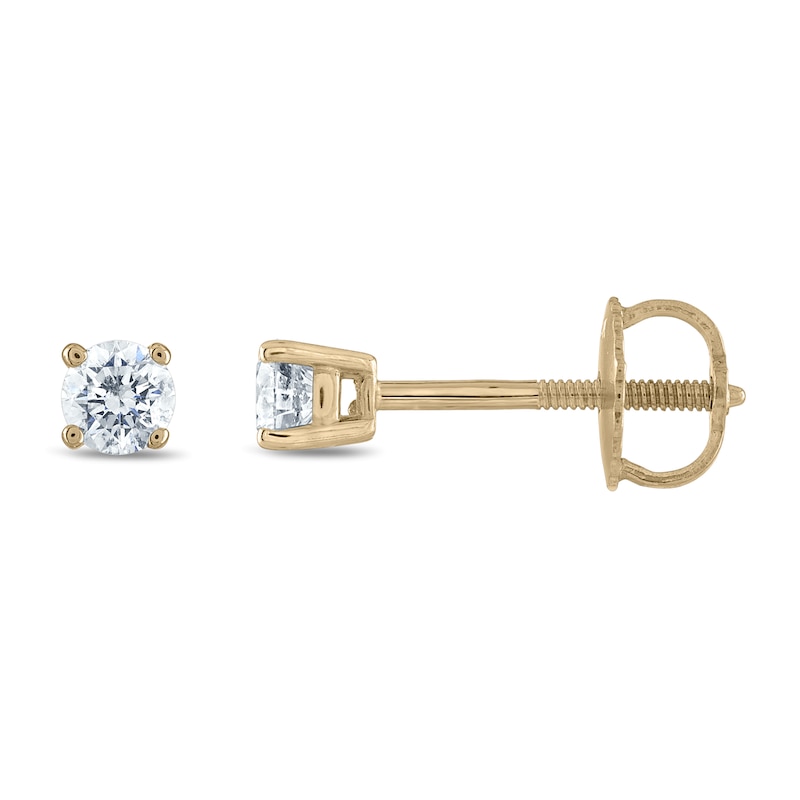 Main Image 2 of Diamond Solitaire Stud Earrings 1/4 ct tw Round 14K Yellow Gold (I1/I)