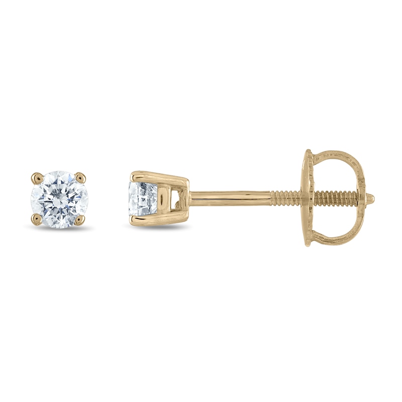 Diamond Solitaire Stud Earrings 1/4 ct tw Round 14K Yellow Gold (I1/I)