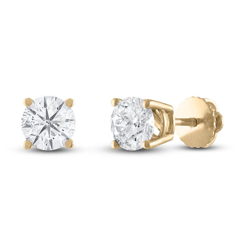 Main Image 1 of Diamond Solitaire Stud Earrings 1/2 ct tw Round 14K Yellow Gold (I1/I)