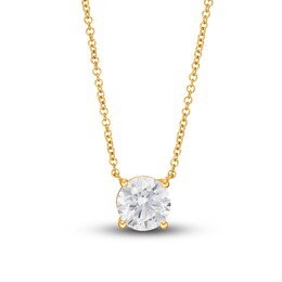 Lab-Created Diamond Solitaire Necklace 1-1/2 ct tw Round 14K Yellow Gold (SI2/F)