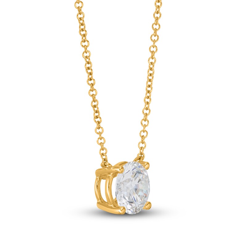 Lab-Created Diamond Solitaire Necklace 1-1/2 ct tw Round 14K Yellow Gold (SI2/F)