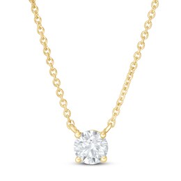 Lab-Created Diamond Solitaire Necklace 1/2 ct tw Round 14K Yellow Gold 19&quot; (SI2/F)