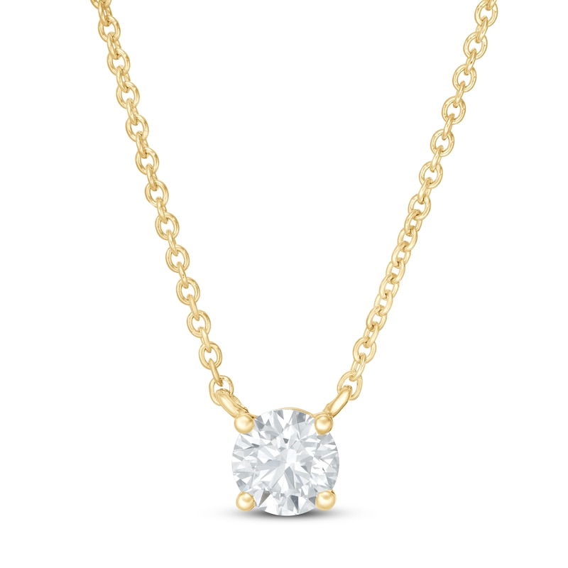 Lab-Created Diamond Solitaire Necklace 1/2 ct tw Round 14K Yellow Gold 19" (SI2/F)
