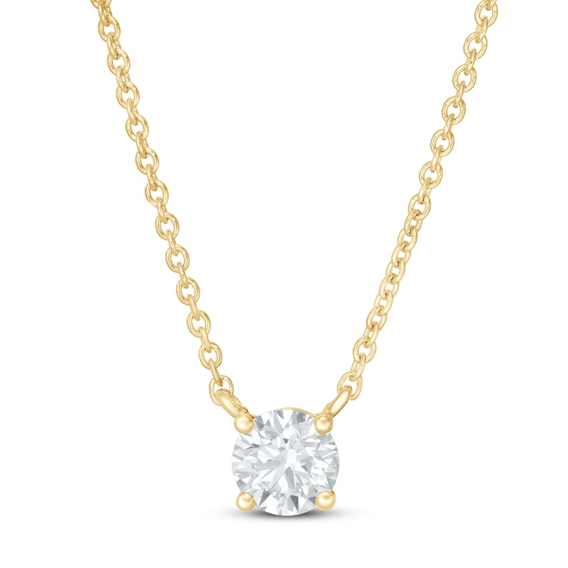 1 Carat Round Diamond Solitaire Necklace in 14K Yellow Gold