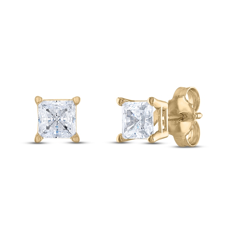 Main Image 2 of Diamond Solitaire Stud Earrings 1-1/2 ct tw Princess 14K Yellow Gold (I1/I)
