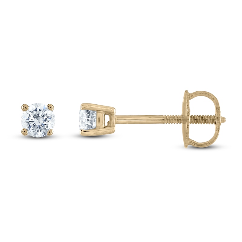 Certified Diamond Solitaire Stud Earrings 1/3 ct tw Round 14K Yellow Gold (I1/I)