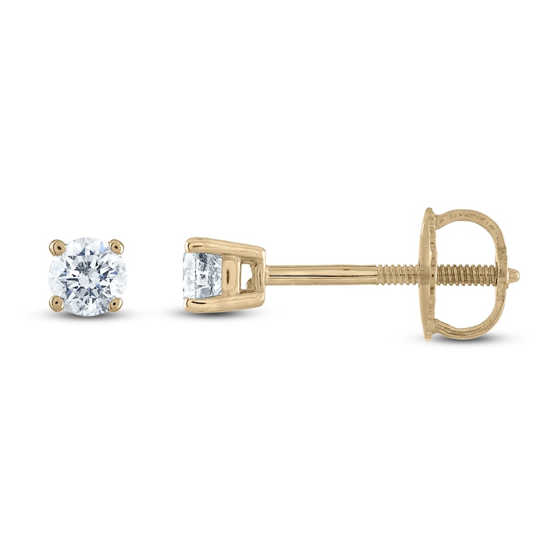 Main Image 1 of Certified Diamond Solitaire Stud Earrings 1/3 ct tw Round 14K Yellow Gold (I1/I)