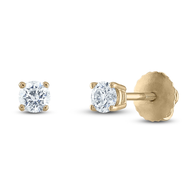 Main Image 2 of Certified Diamond Solitaire Stud Earrings 1/3 ct tw Round 14K Yellow Gold (I1/I)