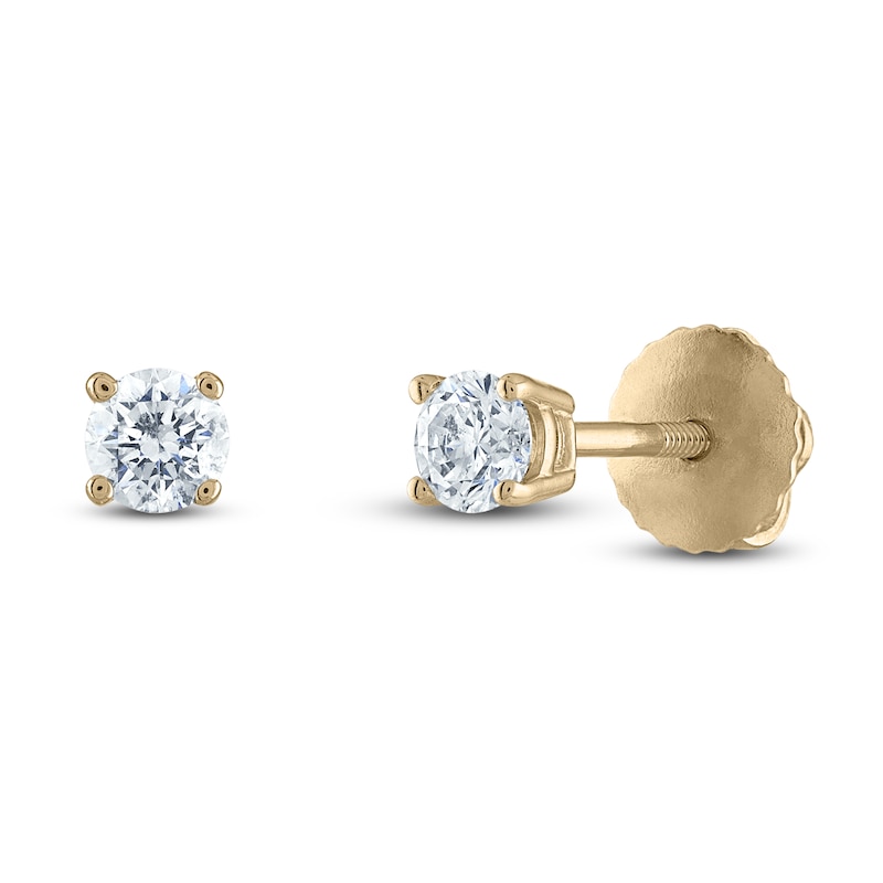 Certified Diamond Solitaire Stud Earrings 1/3 ct tw Round 14K Yellow Gold (I1/I)