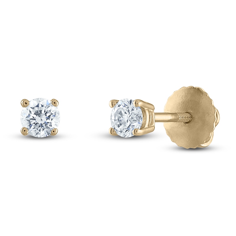 Diamond Stud Earrings - Superior Quality in Yellow Gold 1/20 CT to 1 CT T.W.