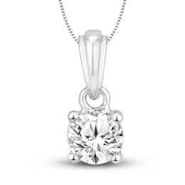 Diamond Solitaire Necklace 1/3 ct tw Round 14K White Gold (I2/I)