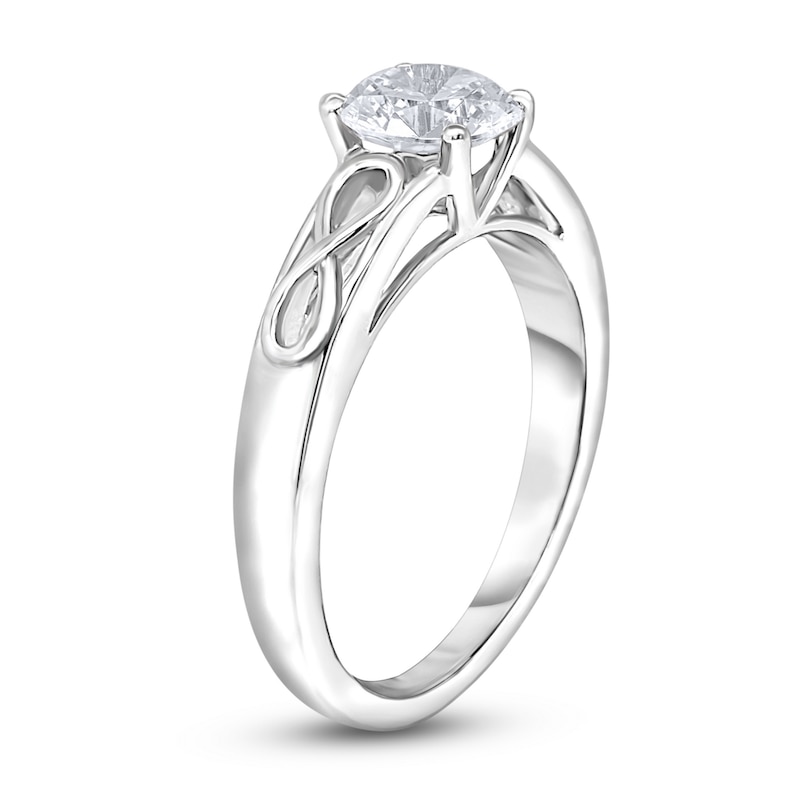 Diamond Solitaire Infinity Engagement Ring 1 ct tw Round 14K White Gold (I2/I)