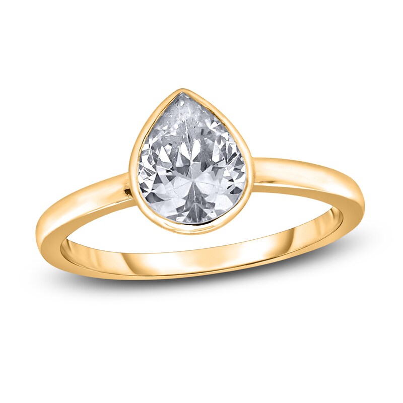 Main Image 1 of Diamond Solitaire Engagement Ring 3/4 ct tw Bezel-Set Pear 14K Yellow Gold (I2/I)