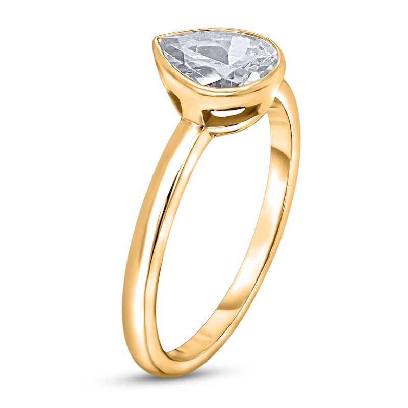 Main Image 2 of Diamond Solitaire Engagement Ring 3/4 ct tw Bezel-Set Pear 14K Yellow Gold (I2/I)