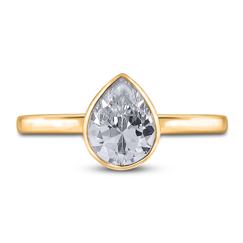 Main Image 3 of Diamond Solitaire Engagement Ring 3/4 ct tw Bezel-Set Pear 14K Yellow Gold (I2/I)
