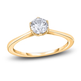Diamond Cathedral Solitaire Engagement Ring 1/2 ct tw Round 14K Yellow Gold (I2/I)
