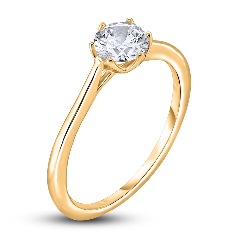 Main Image 2 of Diamond Cathedral Solitaire Engagement Ring 1/2 ct tw Round 14K Yellow Gold (I2/I)