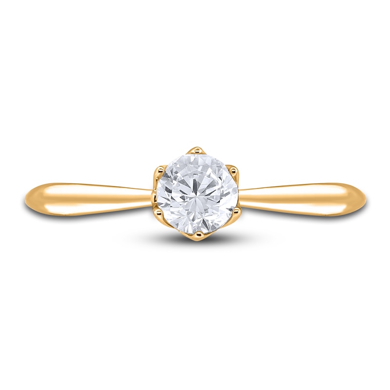 Main Image 3 of Diamond Cathedral Solitaire Engagement Ring 1/2 ct tw Round 14K Yellow Gold (I2/I)