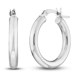 Polished Hoop Earrings 14K White Gold 20mm