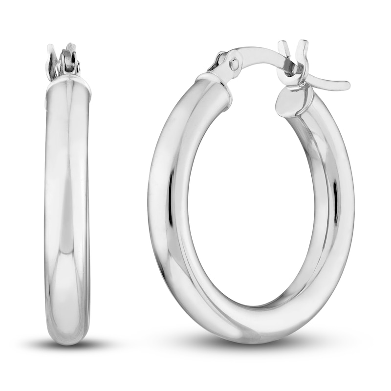 Polished Hoop Earrings 14K White Gold 20mm