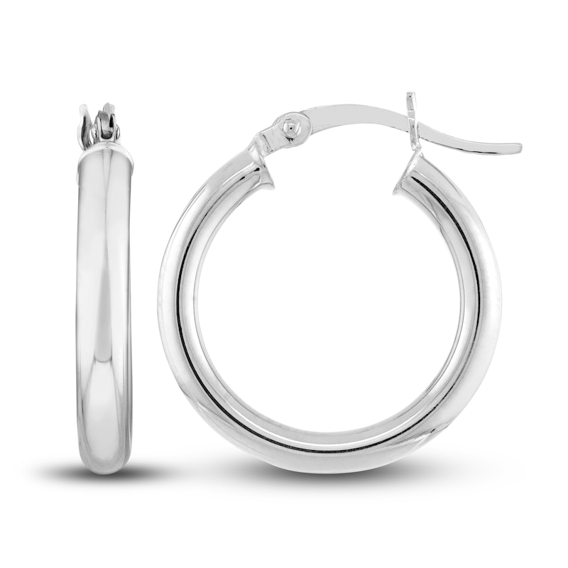 Polished Hoop Earrings 14K White Gold 20mm