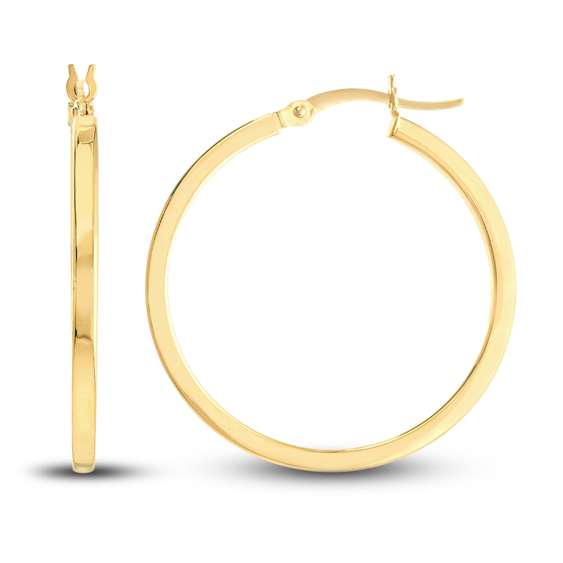 Main Image 2 of Polished Square Hoop Earrings 14K Yellow Gold 30mm