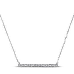 Diamond Bar Necklace 1/10 ct tw Round 14K White Gold 16"