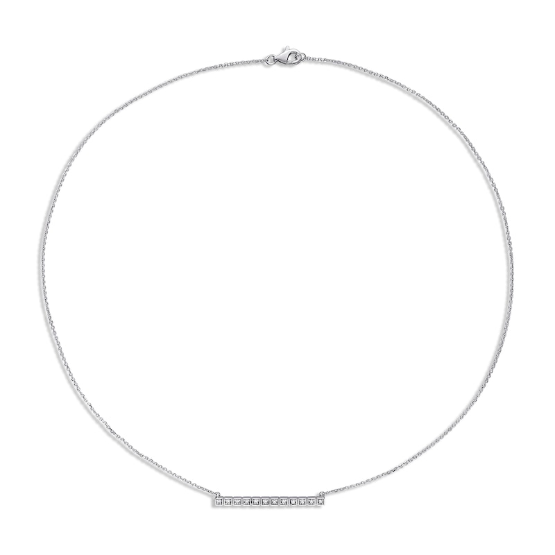 Main Image 3 of Diamond Bar Necklace 1/10 ct tw Round 14K White Gold 16"