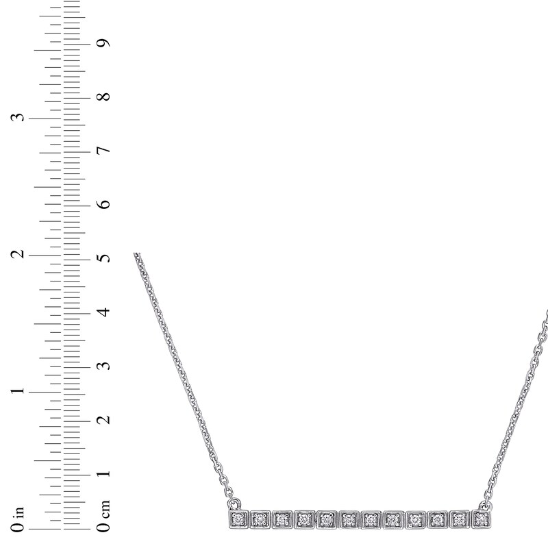 Main Image 4 of Diamond Bar Necklace 1/10 ct tw Round 14K White Gold 16"