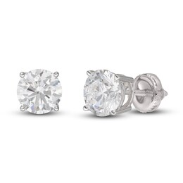 Lab-Created Diamond Solitaire Stud Earrings 5 ct tw Round 14K White Gold (SI2/F)