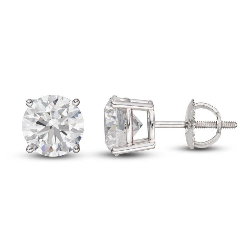 Lab-Created Diamond Solitaire Stud Earrings 4 ct tw Round 14K White Gold (SI2/F)