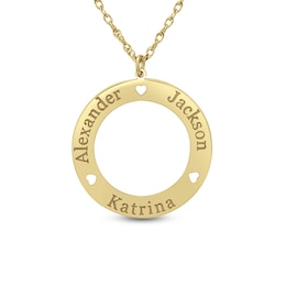 Engravable Loop Pendant Necklace 10K Yellow Gold 24mm 18" Adj.